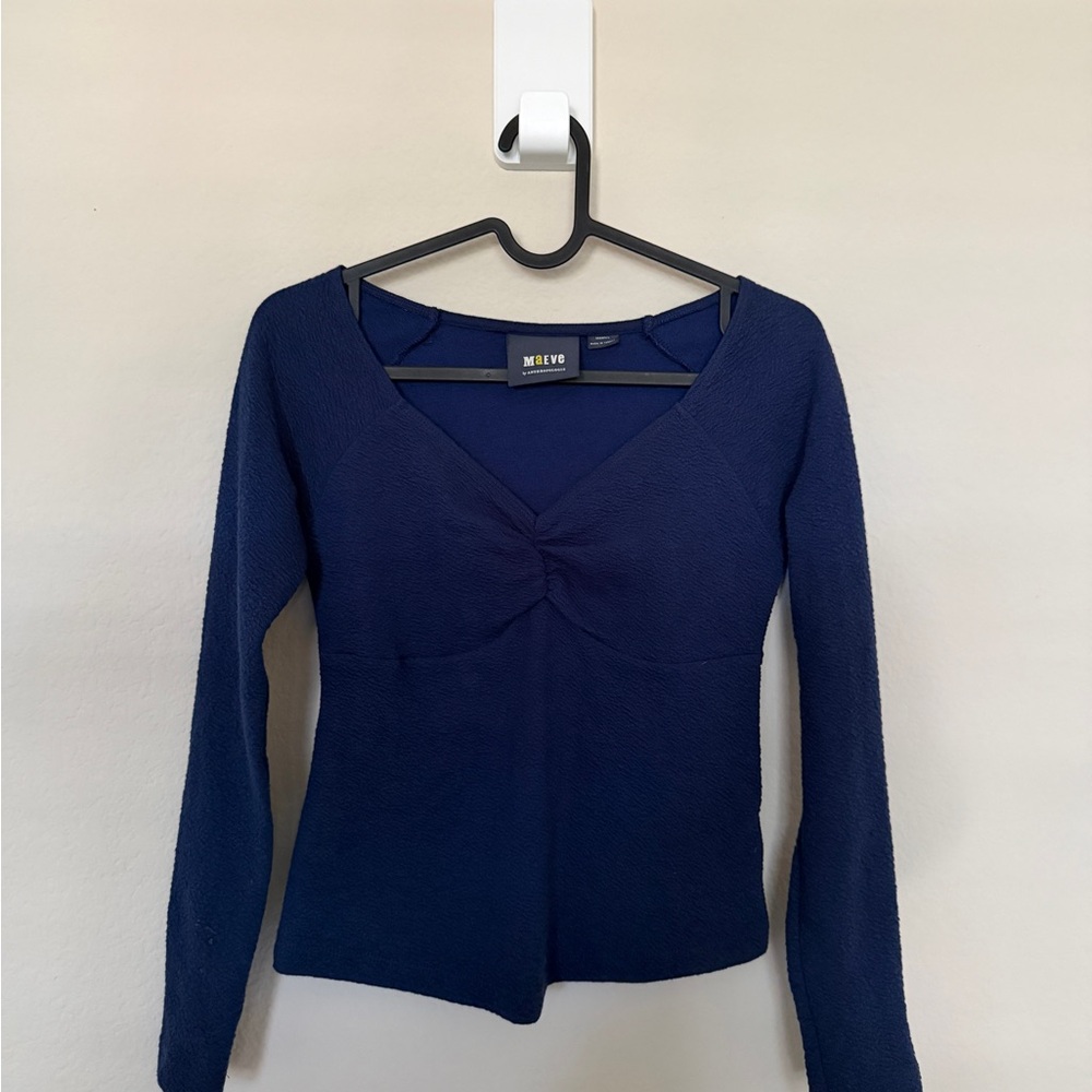 Anthropologie Maeve Navy Long Sleeve Top